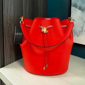 NEW Ralph Lauren Andie Drawstring bags, Pre-Spring Collection (orange color)